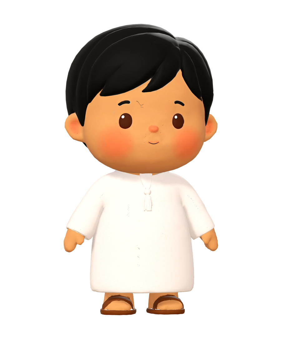 A toddler boy from the Gulf in a white kandura